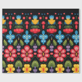 Floral Folk Art Modern Geschenkpapier (Flach)