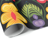 Floral Folk Art Modern Geschenkpapier (Rolleneckpunkt)