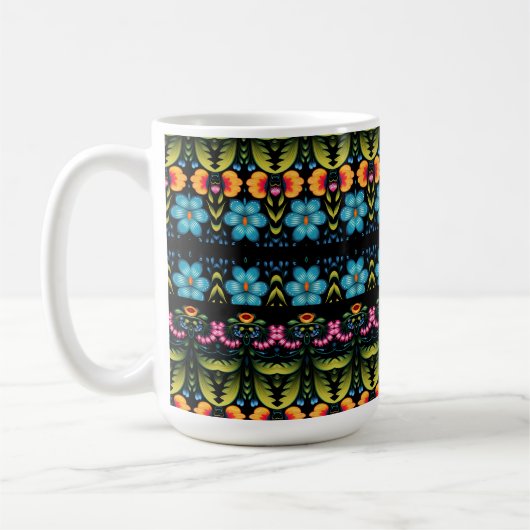 Floral Folk Art Modern Kaffeetasse (Links)