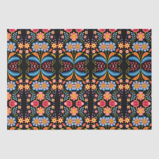 Floral Folk Art Modern Seidenpapier (Vorderseite)