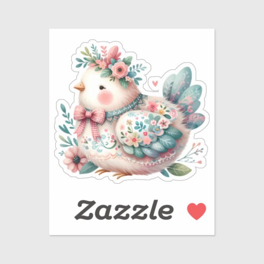 Floral Folk Bird mit Pastel Boho Charm Aufkleber (Blatt)