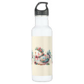 Floral Folk Bird mit Pastel Boho Charm Edelstahlflasche (Vorderseite)