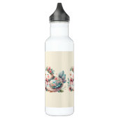Floral Folk Bird mit Pastel Boho Charm Edelstahlflasche (Links)