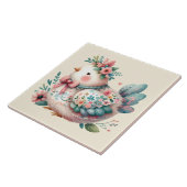 Floral Folk Bird mit Pastel Boho Charm Fliese (Seite)