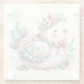 Floral Folk Bird mit Pastel Boho Charm Glasuntersetzer (Rückseite)