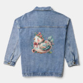 Floral Folk Bird mit Pastel Boho Charm Jeansjacke (Rückseite)