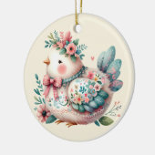 Floral Folk Bird mit Pastel Boho Charm Keramik Ornament (Links)
