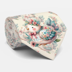 Floral Folk Bird mit Pastel Boho Charm Krawatte
