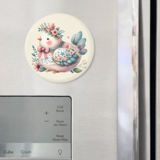 Floral Folk Bird mit Pastel Boho Charm Magnet (In Situ (Kühlschrank))