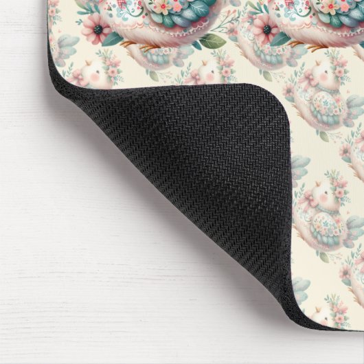 Floral Folk Bird mit Pastel Boho Charm Mousepad (Ecke)