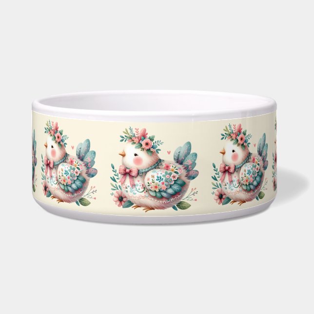 Floral Folk Bird mit Pastel Boho Charm Napf (Vorderseite)