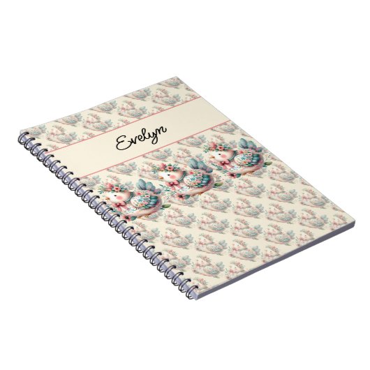 Floral Folk Bird mit Pastel Boho Charm Notizblock (Rechte Seite)