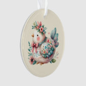 Floral Folk Bird mit Pastel Boho Charm Ornament (Vorderseite)