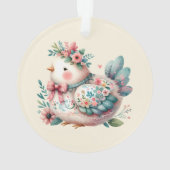 Floral Folk Bird mit Pastel Boho Charm Ornament (Rückseite)
