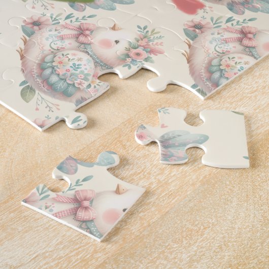 Floral Folk Bird mit Pastel Boho Charm Puzzle (Seite)
