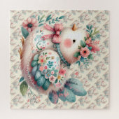 Floral Folk Bird mit Pastel Boho Charm Puzzle (Horizontal)