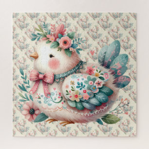 Floral Folk Bird mit Pastel Boho Charm Puzzle