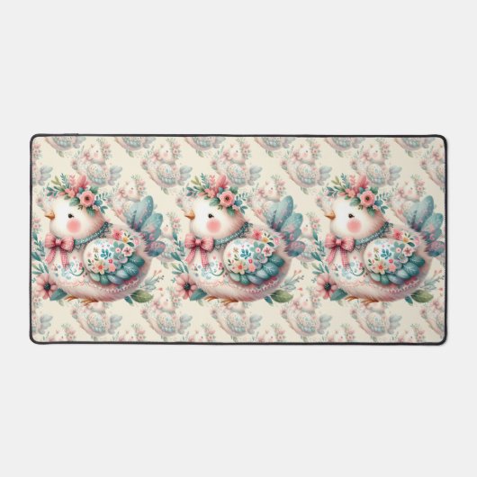 Floral Folk Bird mit Pastel Boho Charm Schreibtischunterlage (Vorderseite)