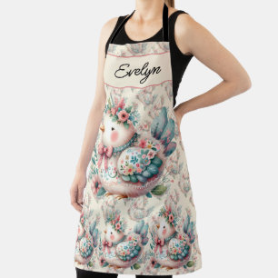 Floral Folk Bird mit Pastel Boho Charm Schürze