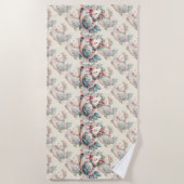 Floral Folk Bird mit Pastel Boho Charm Strandtuch (Vorderseite)
