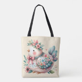 Floral Folk Bird mit Pastel Boho Charm Tasche (Rückseite)