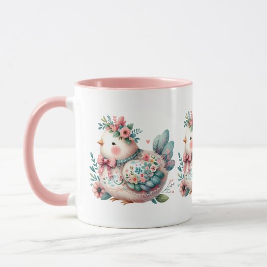 Floral Folk Bird mit Pastel Boho Charm Tasse (Links)