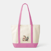 Floral Folk Bird mit Pastel Boho Charm Tragetasche (Rückseite)