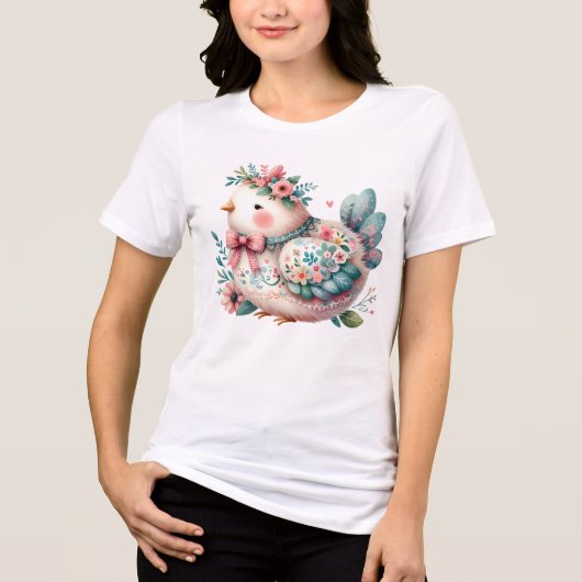 Floral Folk Bird mit Pastel Boho Charm Tri-Blend Shirt (Vorderseite)
