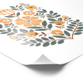 Floral Folk Wall Art Print, Scandinavian Botanical Fotodruck (Ecke)