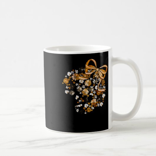 Floral Football Game Day Girly Bow Team Srit Black Kaffeetasse (Rechts)