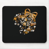 Floral Football Game Day Girly Bow Team Srit Black Mousepad (Vorne)