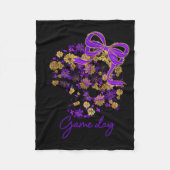 Floral Football Game Day Girly Team Srit Purple Bl Fleecedecke (Vorderseite)