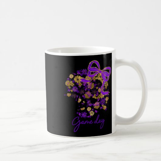 Floral Football Game Day Girly Team Srit Purple Bl Kaffeetasse (Rechts)