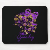 Floral Football Game Day Girly Team Srit Purple Bl Mousepad (Vorne)