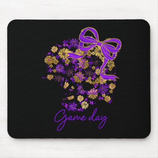 Floral Football Game Day Girly Team Srit Purple Bl Mousepad (Vorne)