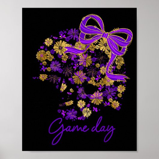 Floral Football Game Day Girly Team Srit Purple Bl Poster (Vorne)