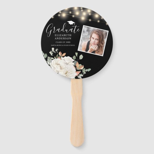 Floral Foto Abschluss String Lights Black Fächer (Vorderseite)