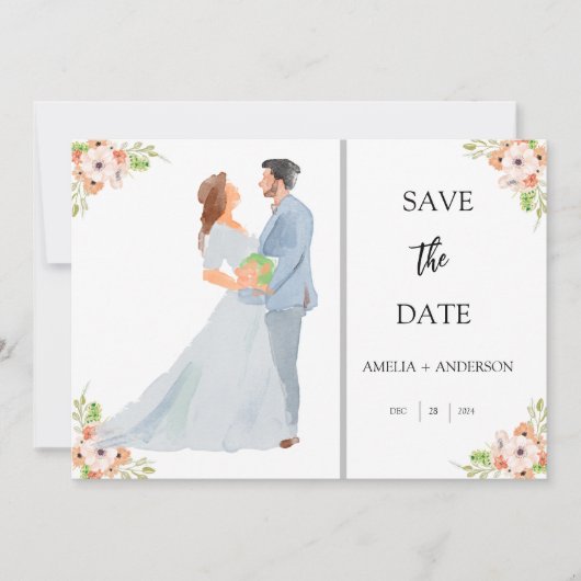 Floral Foto änderbar Save The Date (Vorderseite)
