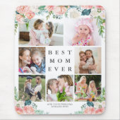 Floral Foto Collage BEST MAMA JE Personalisiert Mousepad (Vorne)