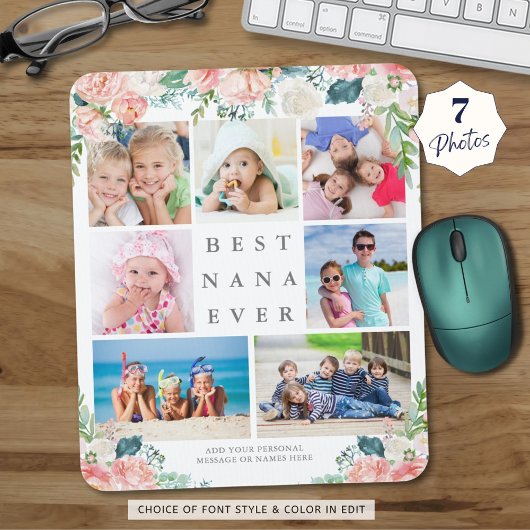 Floral Foto Collage BEST NANA JE Personalisiert Mousepad