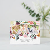 Floral Foto Collage Vielen Dank Postkarte (Stehend Vorderseite)