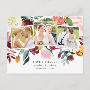 Floral Foto Collage Vielen Dank Postkarte