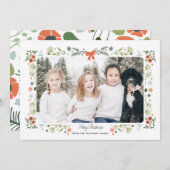 Floral Foto Frohe Weihnachtskarten Feiertagskarte (Vorne/Hinten)