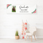 Floral Foto Gratulation Graduation Party Banner (Insitu)