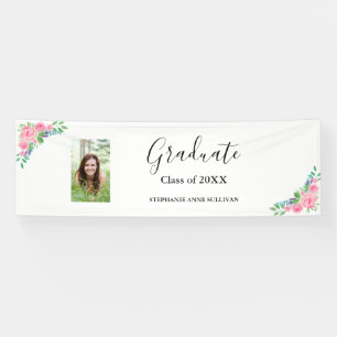 Floral Foto Gratulation Graduation Party Banner