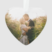 Floral Foto Neuvermählt Unsere ersten Weihnachten Ornament (Rückseite)