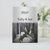 Floral Foto Rustic Diamond Wedding Response Einladung (Stehend Vorderseite)