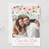Floral-Foto-Save the Date-Karte anbringen Einladung (Vorderseite)