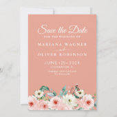 Floral-Foto-Save the Date-Karte anbringen Einladung (Rückseite)