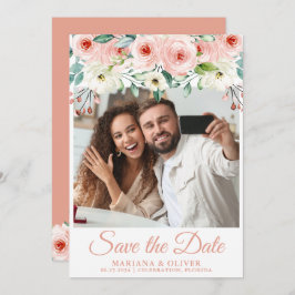 Floral-Foto-Save the Date-Karte anbringen Einladung